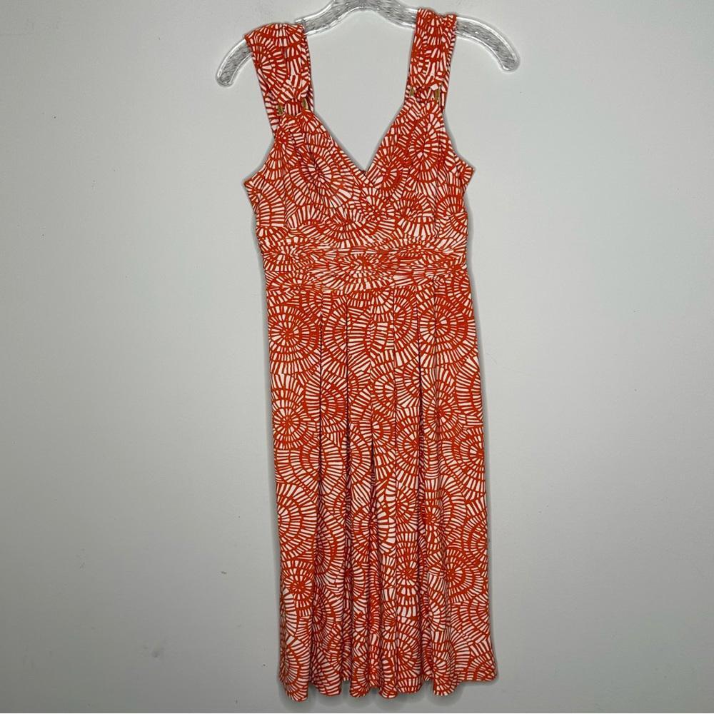 Anne Klein Orange Patterned Midi Dress – Perfect for Summer